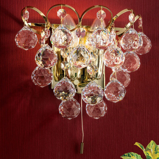 Aplica moderna cristal alama Aur 24k 2xE14/40W, Kristall Klassisch WA 2-1325/2 Gold Orion