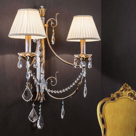 Aplica moderna alama antichizata 2xE14/40W, Miramare WA 2-1301/2 Silber Gold Orion