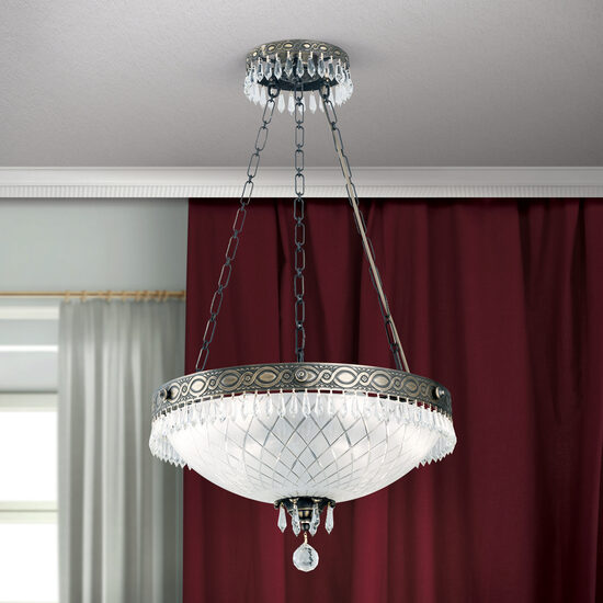 Lustra clasica cristal 6xE27/60W, Empire Crystal HL 6-1642/6/49 Patina Orion