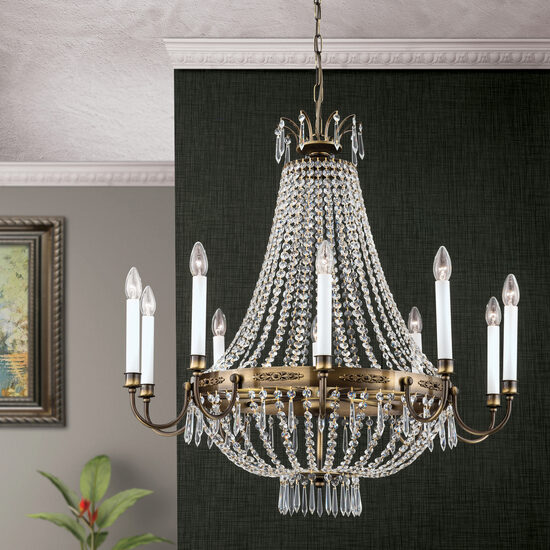 Candelabru clasic cristal 10xE14/40W, Empire Crystal LU 2405/10/80 Patina Orion