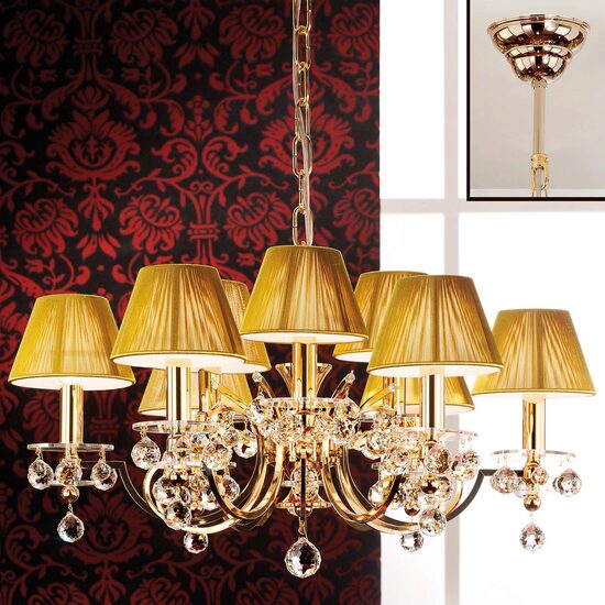 Candelabru clasic Aur 24k 9xE14/40W, KristallDesign LU 2144/6+3 Gold Orion