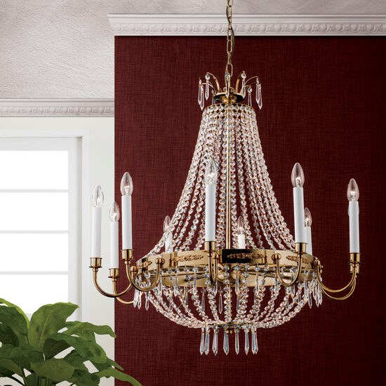 Candelabru clasic alama Aur 24k 10xE14/40W, Empire Crystal LU 2405/10/80 Gold Orion