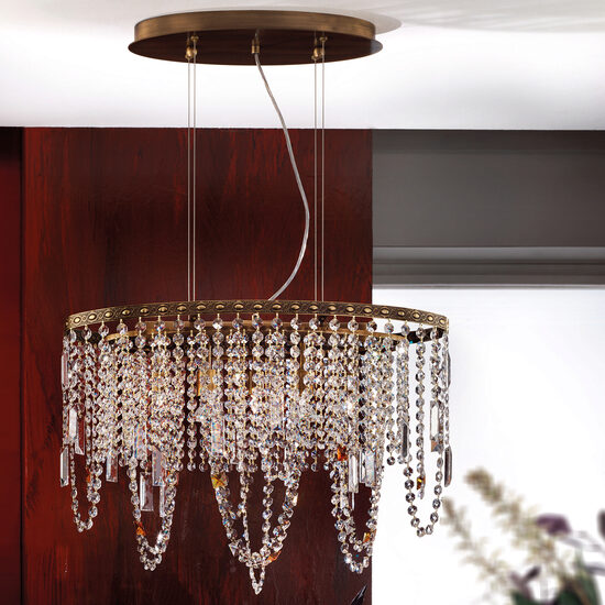 Candelabru clasic cristal 3xG9/40W+2xGU10/35W, KristallDesign LU 2402/3+2 Patina/Oval Orion