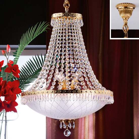 Candelabru clasic cristal 6xE14/60W+3xE27/40W, Empire Crystal LU 2385/6+3/55 Gold Orion