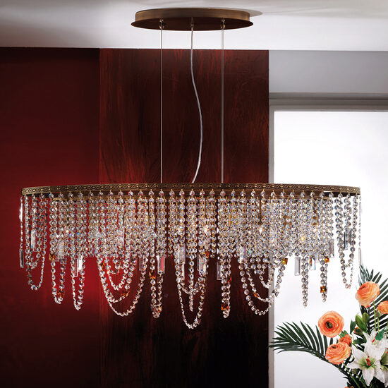 Candelabru clasic cristal 6xG9/40W+4xGU10/35W, KristallDesign LU 2402/6+4/Oval/110x25 Patina Orion
