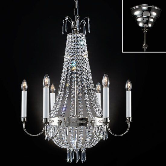 Candelabru clasic alama argintie 6xE14/40W, Empire Crystal LU 2405/6 Altsilber Orion
