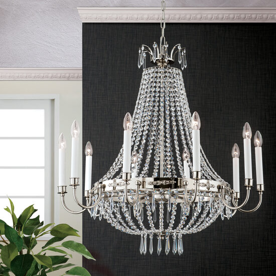 Candelabru clasic alama argintie 10xE14/40W, Empire Crystal LU 2405/10/80 Altsilber Orion