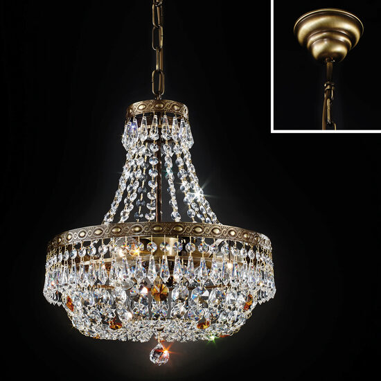Candelabru clasic cristal alama patinata 3xE14/40W, Sheraton LU 2328/3/35 Patina Orion