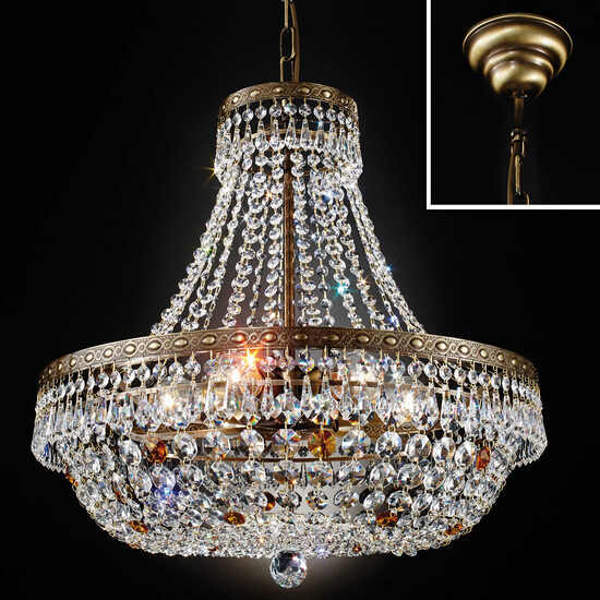 Candelabru clasic cristal alama patinata 6xE27/60W, Sheraton LU 2328/6/55 Patina Orion