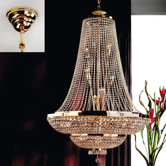 Candelabru clasic cristal alama Aur 24k 24xE24/60W, Sheraton LU 2388/24/120 Gold Orion
