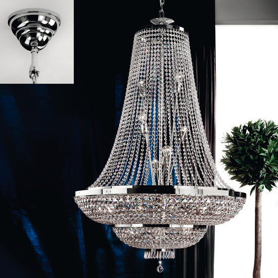 Candelabru clasic cristal alama crom 24xE27/60W, Sheraton LU 2388/24/120 Chrom Orion
