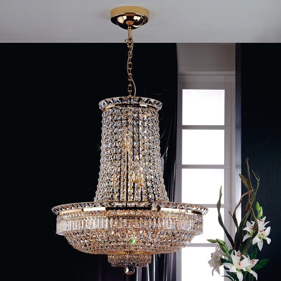 Candelabru clasic cristal alama Aur 24k 21xE27/60W, Ambassador LU 2239/21/90 Gold Orion