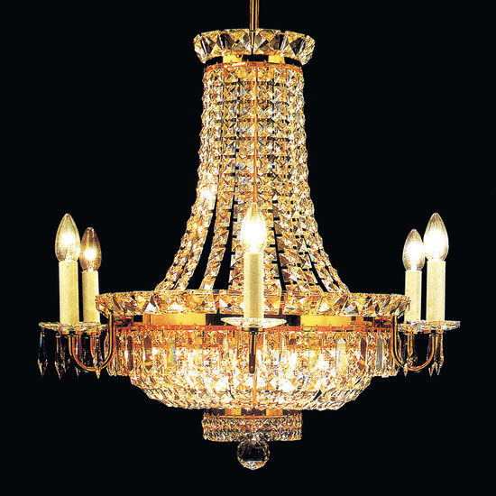 Candelabru clasic cristal alama Aur 24k 12xE14/40W, Ambassador LU 2240/6+6/70 Gold Orion