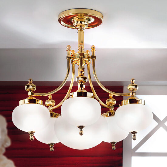 Candelabru clasic alama 6xE27/60W, Nostalgie LU 1321/5+1 MS/Opal Orion