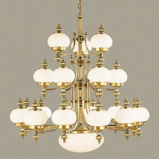 Candelabru clasic alama patinata 22xE27/60W, Nostalgie LU 1319/12+6+3+1 Patina/Opal Orion