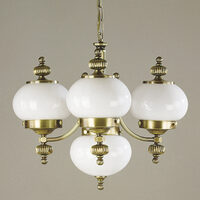 Candelabru clasic alama patinata 4xE27/60W, Nostalgie LU 1319/3+1 Patina/Opal Orion