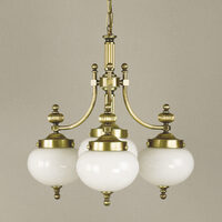 Candelabru clasic alama patinata 4xE27/60W, Nostalgie LU 1320/3+1 Patina/Opal Orion