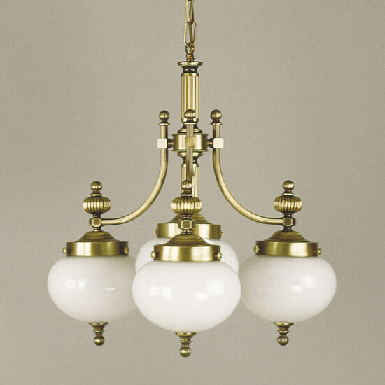 Candelabru clasic alama patinata 4xE27/60W, Nostalgie LU 1320/3+1 Patina/Opal Orion