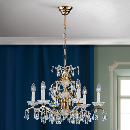 Candelabru modern cristal alama Aur 24k 6xE14/40W, Hirohito LU 2143/6 Gold Orion