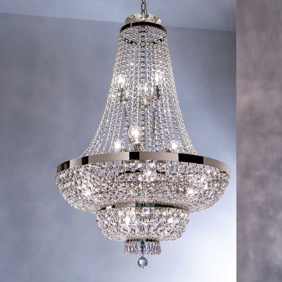 Candelabru clasic cristal alama crom15xE27/60W, Sheraton LU 2388/15/70 Chrom Orion