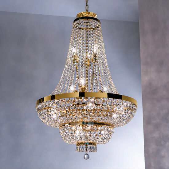 Candelabru clasic cristal alama Aur 24k 15xE27/60W, Sheraton LU 2388/15/70 Gold Orion
