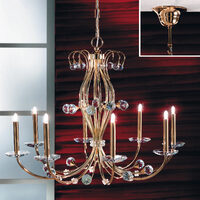 Candelabru modern cristal alama Aur 24k 8xG9/40W, Eremitage LU 2366/8 Gold Orion