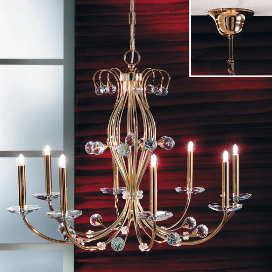 Candelabru modern cristal alama Aur 24k 8xG9/40W, Eremitage LU 2366/8 Gold Orion