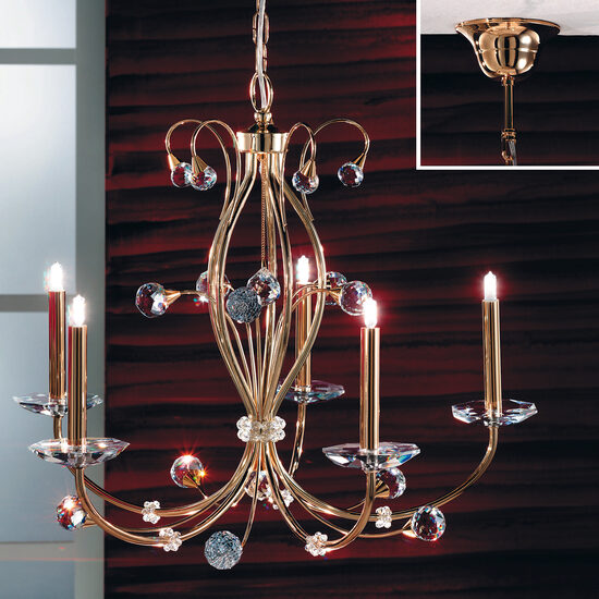 Candelabru modern cristal alama  Aur 24k 5xG9/40W, Eremitage LU 2366/5 Gold Orion