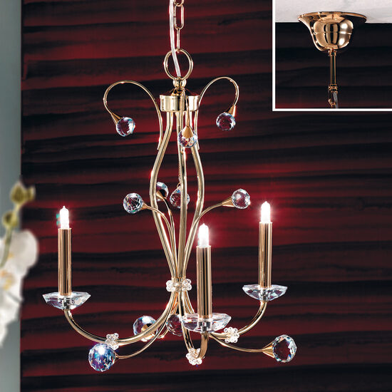 Candelabru modern cristal alama Aur 24k 3xG9/40W, Eremitage LU 2366/3 Gold Orion