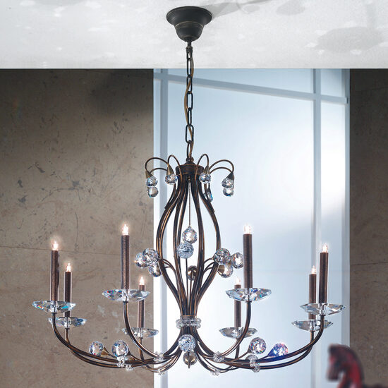 Candelabru modern cristal alama patinata 8xG9/40W, Eremitage LU 2366/8 Patina Orion