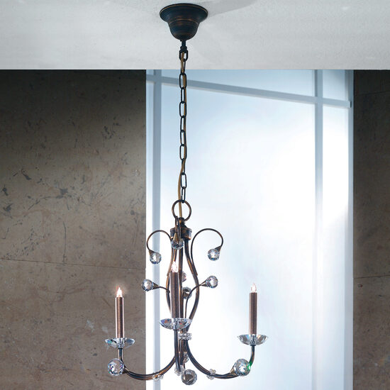 Candelabru modern cristal alama patinata 3xG9/40W, Eremitage LU 2366/3 Patina Orion