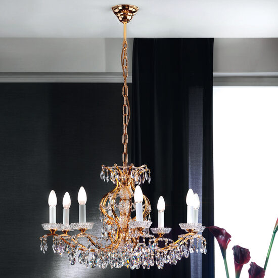 Candelabru modern cristal alama Aur 24k 8xE14/40W, Hirohito LU 2143/8 Gold Orion