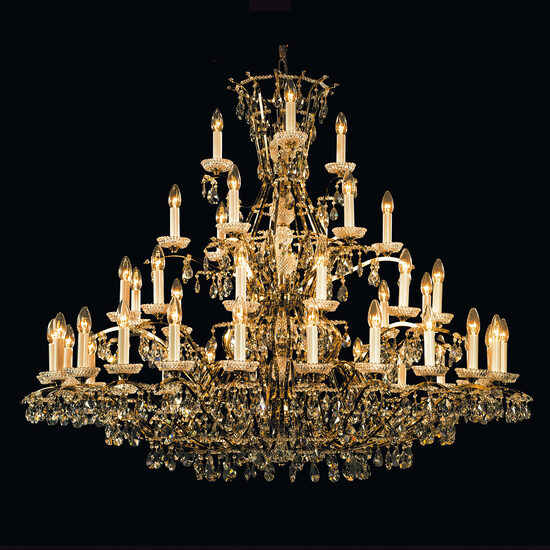 Candelabru modern cristal alama Aur 24k 45xE14/40W, Hirohito LU 2143/24+12+6+3 Gold Orion