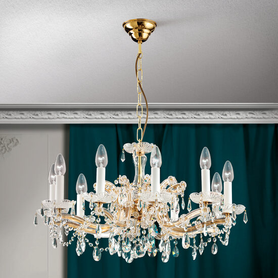 Candelabru clasic cristal alama Aur 24k 10xE14/40W, Maria Theresia-A LU 2211/10 MT Gold Orion