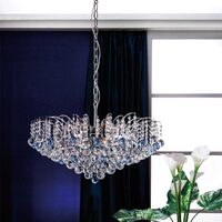Candelabru modern cristal crom 10xE27/60W, Kristall Klassisch LU 2324/10/72 Chrom/Blau Orion