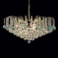 Candelabru modern cristal  Aur 24k 9xE14/40W, Kristall Klassisch LU 2324/9/62 Gold/Grun Orion