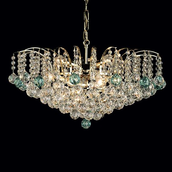 Candelabru modern cristal  Aur 24k 9xE14/40W, Kristall Klassisch LU 2324/9/62 Gold/Grun Orion