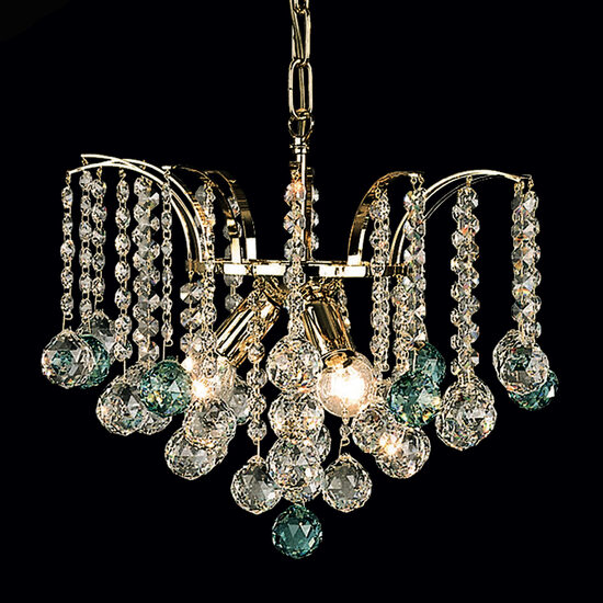 Candelabru modern cristal Aur 24k 3xE14/40W, Kristall Klassisch LU 2324/3/42 Gold/Grun Orion