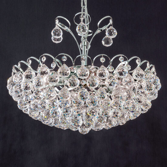 Candelabru modern cristal crom 6xE27/60W, Kristall Klassisch LU 2410/6/55 Chrom Orion