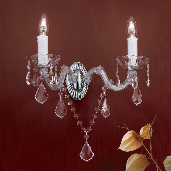 Aplica clasica cristal argintiu 2xE14/40W, Maria Theresia-B WA 2-1337/2 MT Silber Orion
