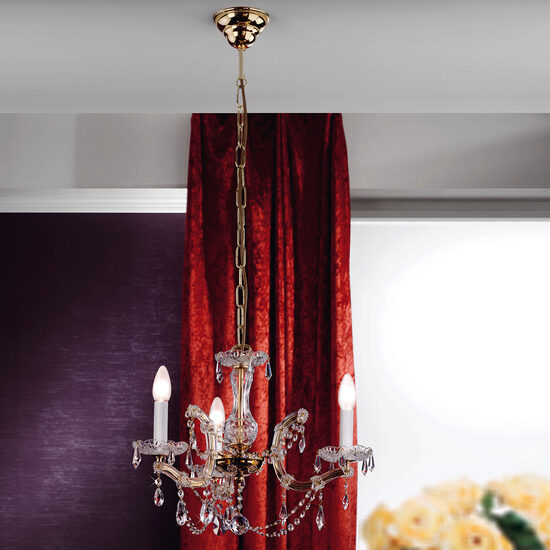 Candelabru clasic cristal Aur 24k 3xE14/40W, Maria Theresia-A LU 2211/3 MT Gold Orion