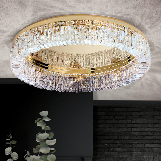 Plafoniera moderna cristal Aur 24k 8xE14/40W, Ring DLU 2411/8/75 Gold Orion