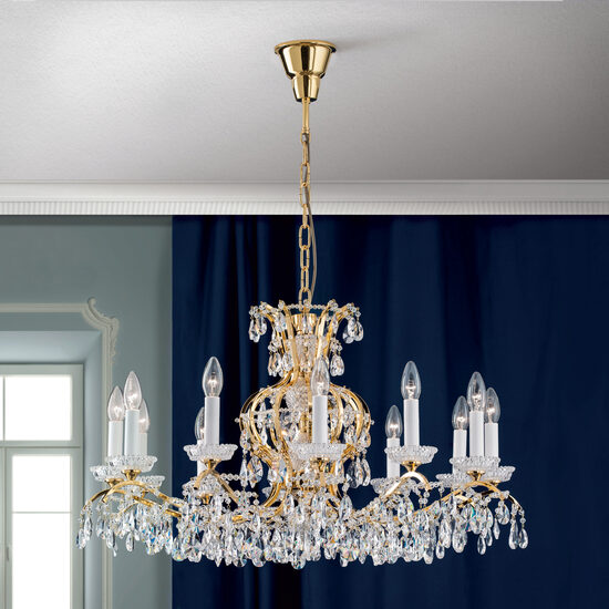 Candelabru modern cristal Aur 24k 12xE14/40W, Hirohito LU 2143/12 Gold Orion