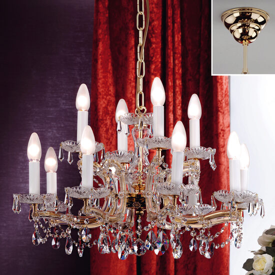 Candelabru clasic cristal Aur 24k 12xE14/40W, Maria Theresia-A LU 2211/8+4 MT Gold Orion