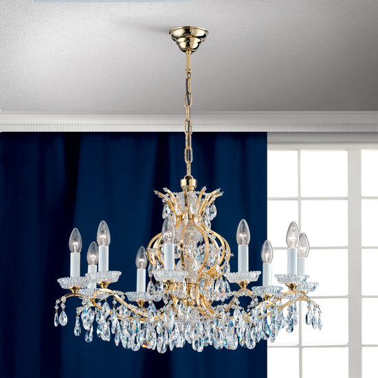 Candelabru modern cristal  Aur 24k 10xE14/40W, Hirohito LU 2143/10 Gold Orion
