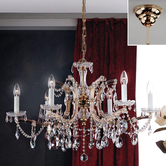Candelabru clasic cristal Aur 24k 6xE14/40W, Maria Theresia-A LU 2215/6 MT Gold Orion