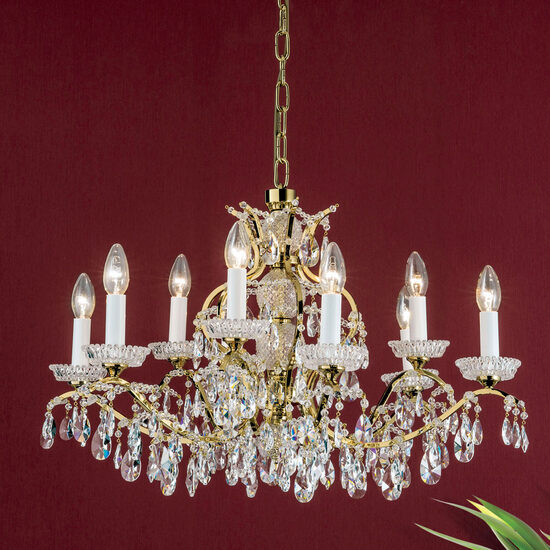 Candelabru modern cristal Aur 24k 9xE14/40W, Hirohito LU 2143/6+3 Gold Orion
