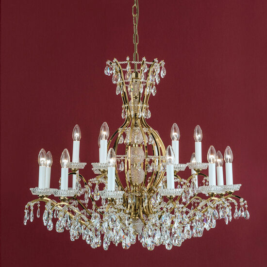 Candelabru modern cristal alama Aur 24k 18xE14/40W, Hirohito LU 2143/6+6 Gold Orion