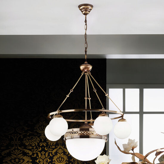 Candelabru modern patinat 5xE14/40W+3xE27/60W, Alt Wien LU 1713/5+1 Patina Orion