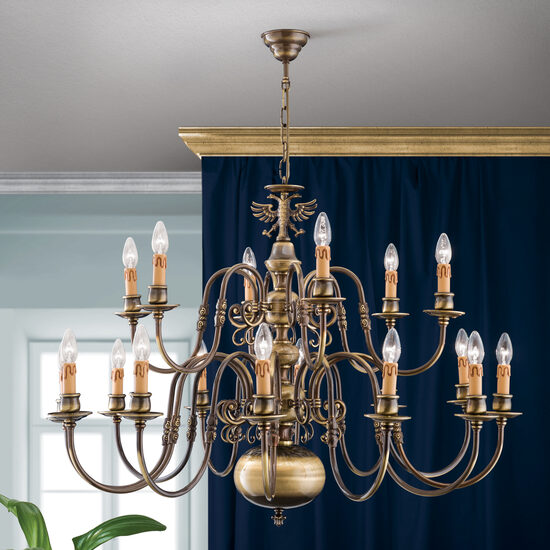 Candelabru clasic alama patinata 18xE14/40W, Stilluster LU 1239/8+4 Patina Orion
